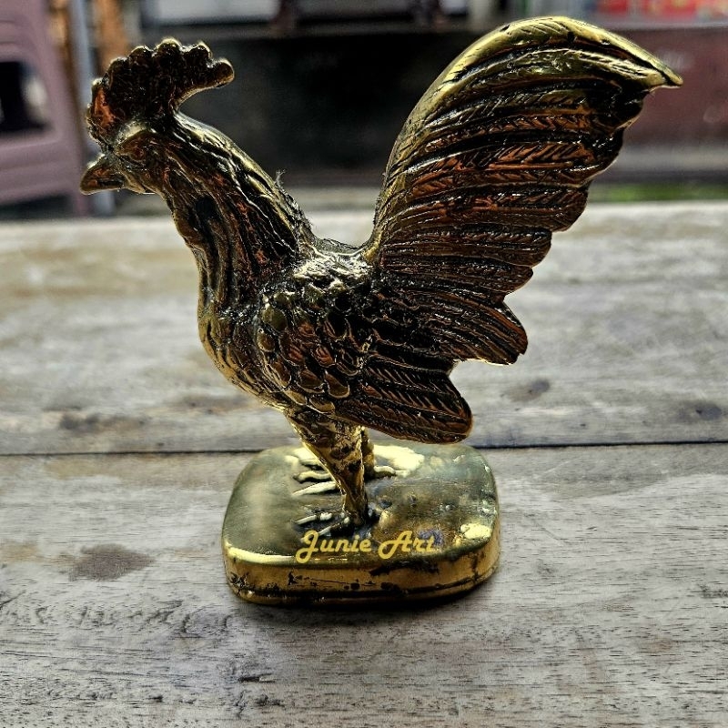 Patung Ayam Emas Kuningan SHIO AYAM 10 CM