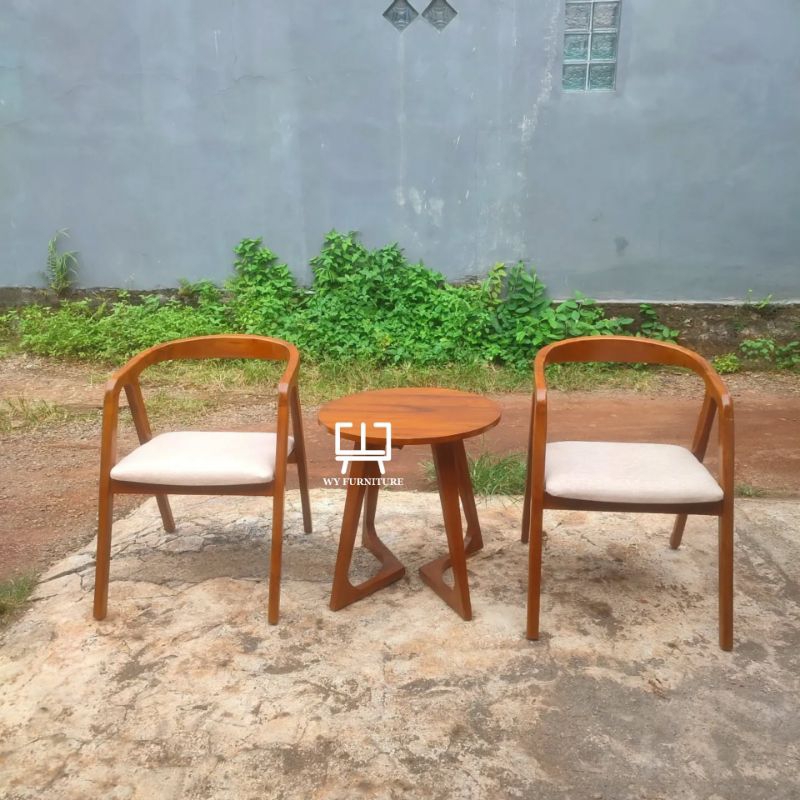 Set teras 2 kursi 1 meja minimalis kayu jati, kursi teras kayu jati, meja teras kayu jati