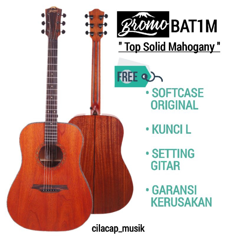 GITAR AKUSTIK BROMO BAT1M GITAR BROMO BAT 1 M TOP SOLID MAHOGANY