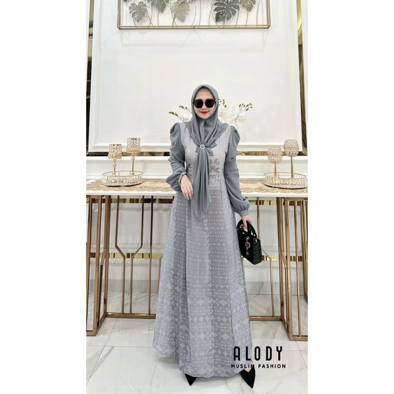 BISA COD/GAMIS YOLANDA SET HIJAB  DRESS ORI ALODY/TERLARIS/GAMISKONDANGAN