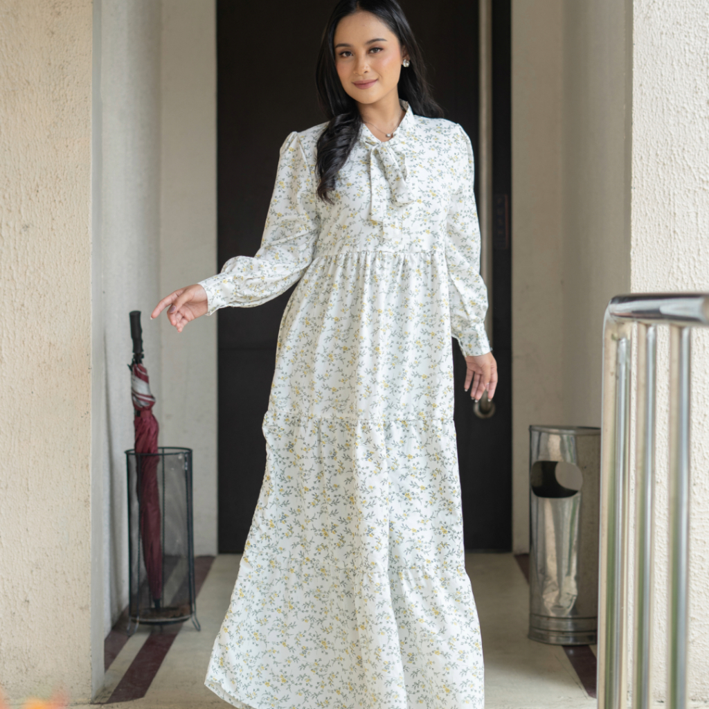FAME - Samira Gamis Floral Print Kerah Pita - 9911237/38