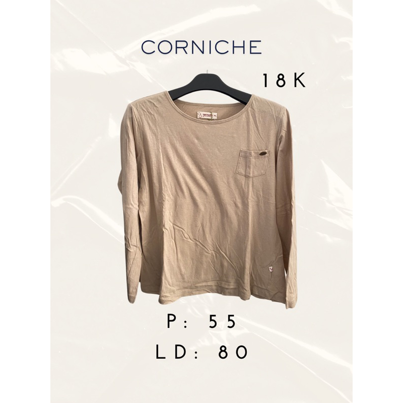 Preloved Kaos Panjang Baju Long Sleeve Coklat Susu Coksu Corniche