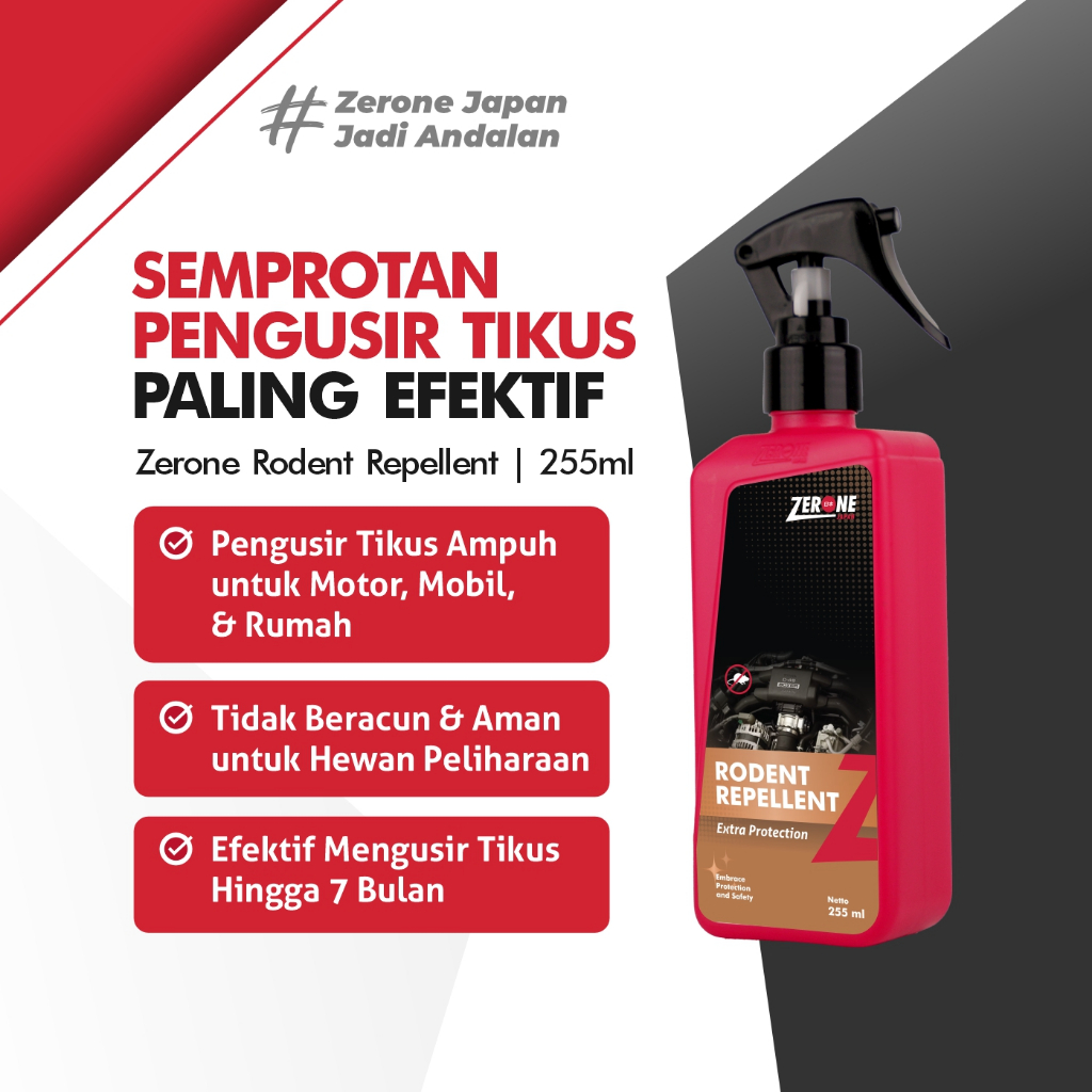 Pengusir Tikus Ampuh 100% Zerone Rodent Repellent 255 ml Cairan Semprotan Pengusir Tikus / Obat Peng