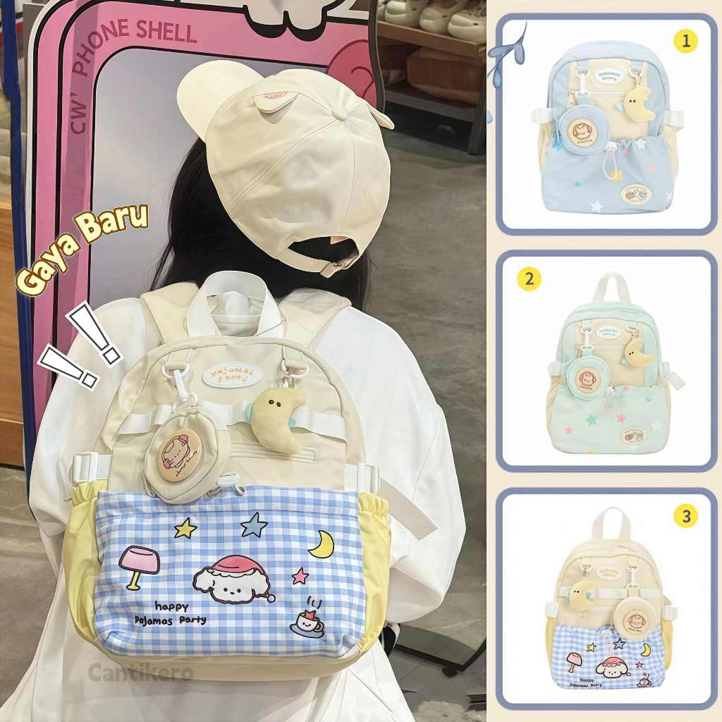 CANTIKERO Tas Gantung Kecil Gratis Tas Sekolah Lucu Kapasitas Besar Yang Ala Korea Tas Ransel Wanita