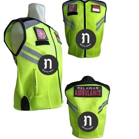 Rompi Relawan Ambulance Merah Rompi Patwal Ambulance Full Stabilo Gratis Nama