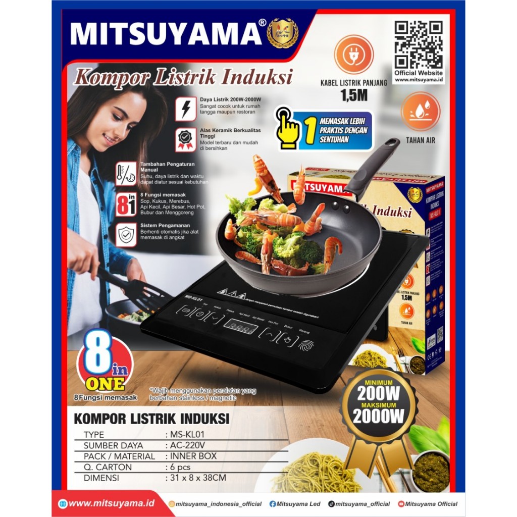 Kompor Listrik Induksi Mitsuyama MS-KLxx - 8in1 2200W