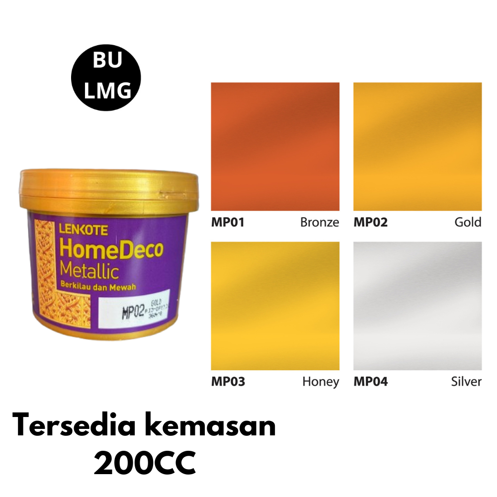 Lenkote Home Deco Metallic Paint | Cat Emas Waterbase (200cc)