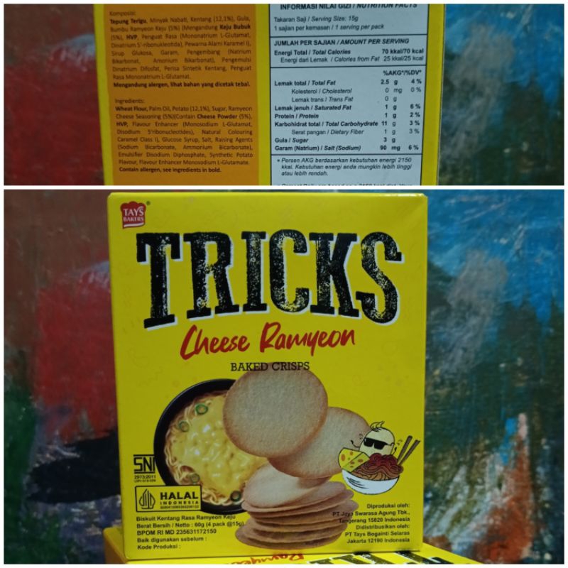 

Tricks 60gr Cheese Ramyeon Biscuit Kentang Rasa Ramen Mie Keju Baked Potato Chips Cemilan Tays Bakers