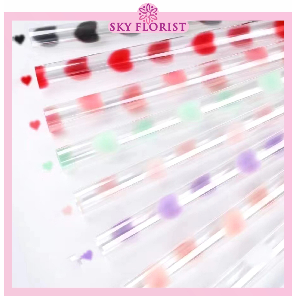 

20 Lembar Kertas Buket Cellophane Bening Transparan Motif LOVE Flower Wrapping Paper KB63