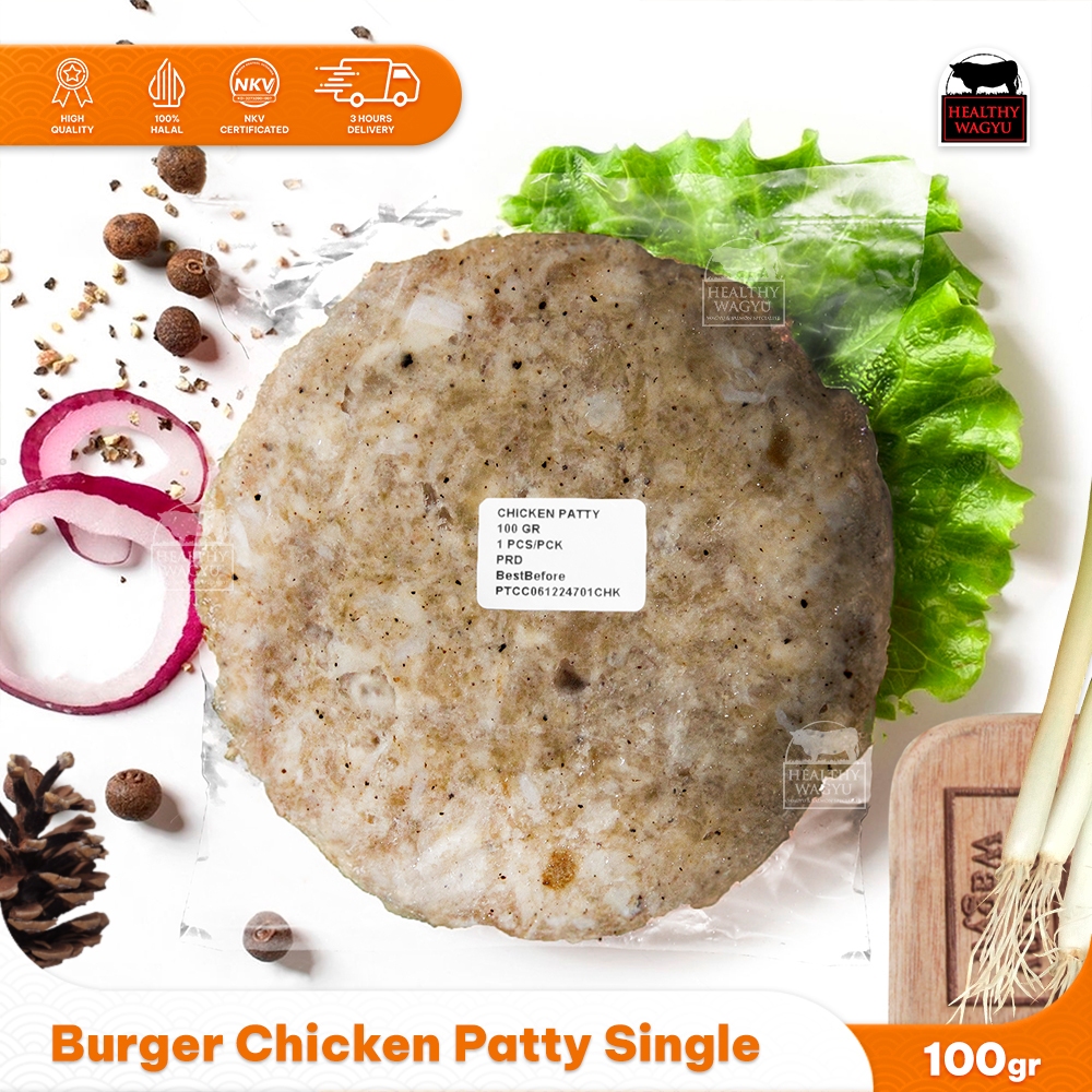 

Premium Chicken Burger Patty Daging Ayam Halal 100gr Healthy Wagyu