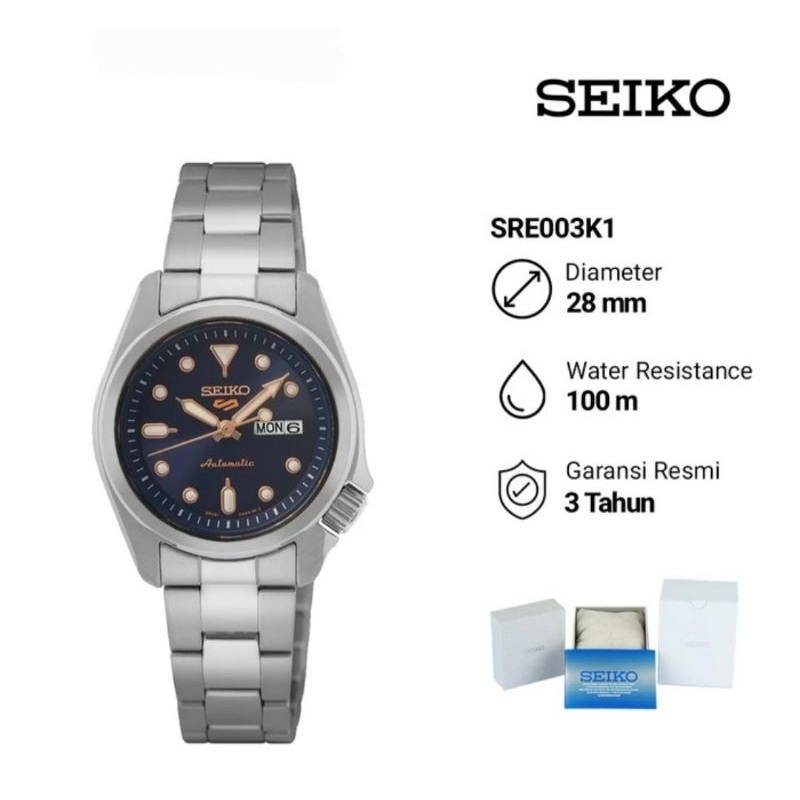 Seiko 5 Sports SRE003K1 Automatic Jam Tangan Wanita Original