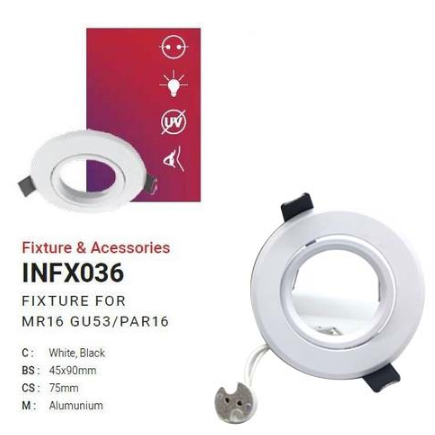 Inlite Fitting Lampu Spotlight MR 16 Rumah Kap Halogen MR16 Spot Light INFX036