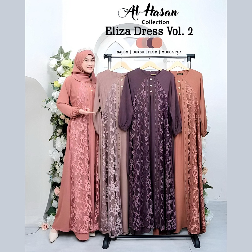 AL-HASAN - Gamis Eliza Dress Brukat Al-Hasan | Dress Eliza Al Hasan Brokat Cantik Volume 2 Terbaru, 