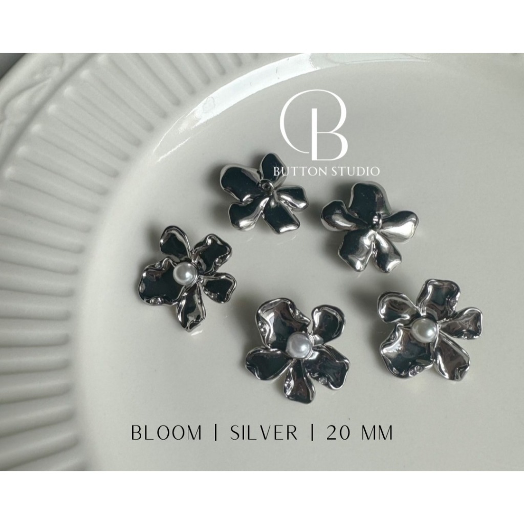 BLOOM - Kancing Kander Alloy, Kancing Baju Wanita , Flower Button Aesthetic, Silver, Gold, Rose Gold