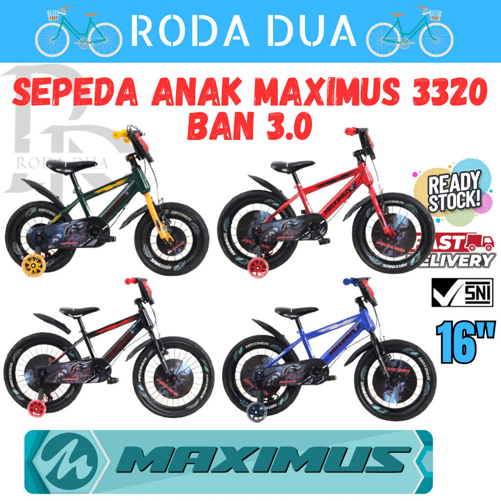 SEPEDA BMX ANAK 16" MAXIMUS BESI 3320 BAN BESAR 3.0 REM V-BRAKE - UKURAN 16