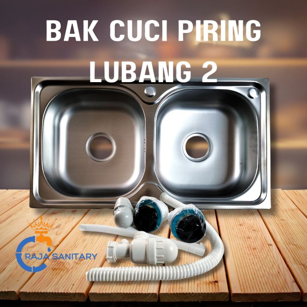 BAK CUCI PIRING 2 LUBANG/BAK CUCI PIRING DUA LUBANG UKURAN 78X43 / SINK 2 LUBANG MURAH