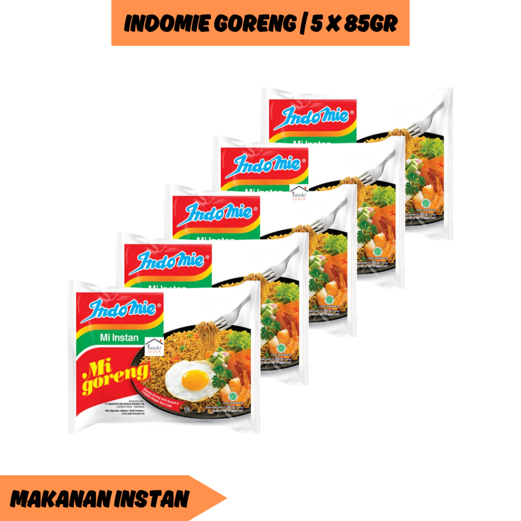

5PCS Indomie Goreng Original dengan Bawang Goreng & Saus Cabe
