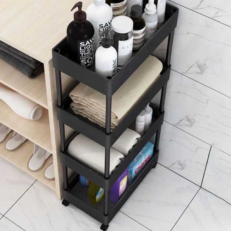 Rak Susun Troli Roda Slim 4 Susun Minimalis Kokoh Rak Dapur Serbaguna
