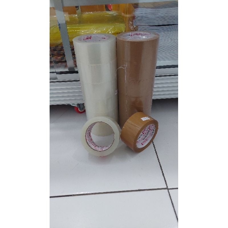 

lakban bening dan coklat gold tape 100 yard
