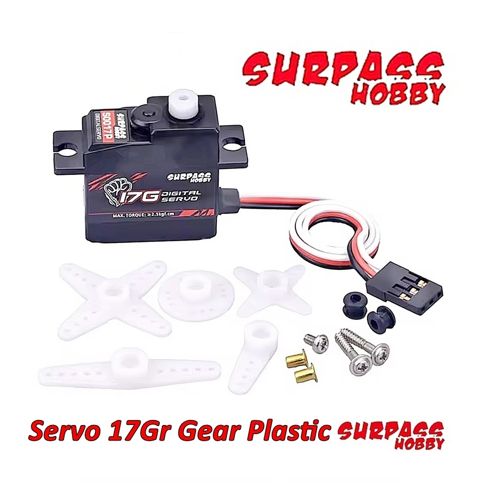 Servo Plastik Gear 17Gr S0017P untuk RC Hobby Mobil Pesawat dan Perahu.
