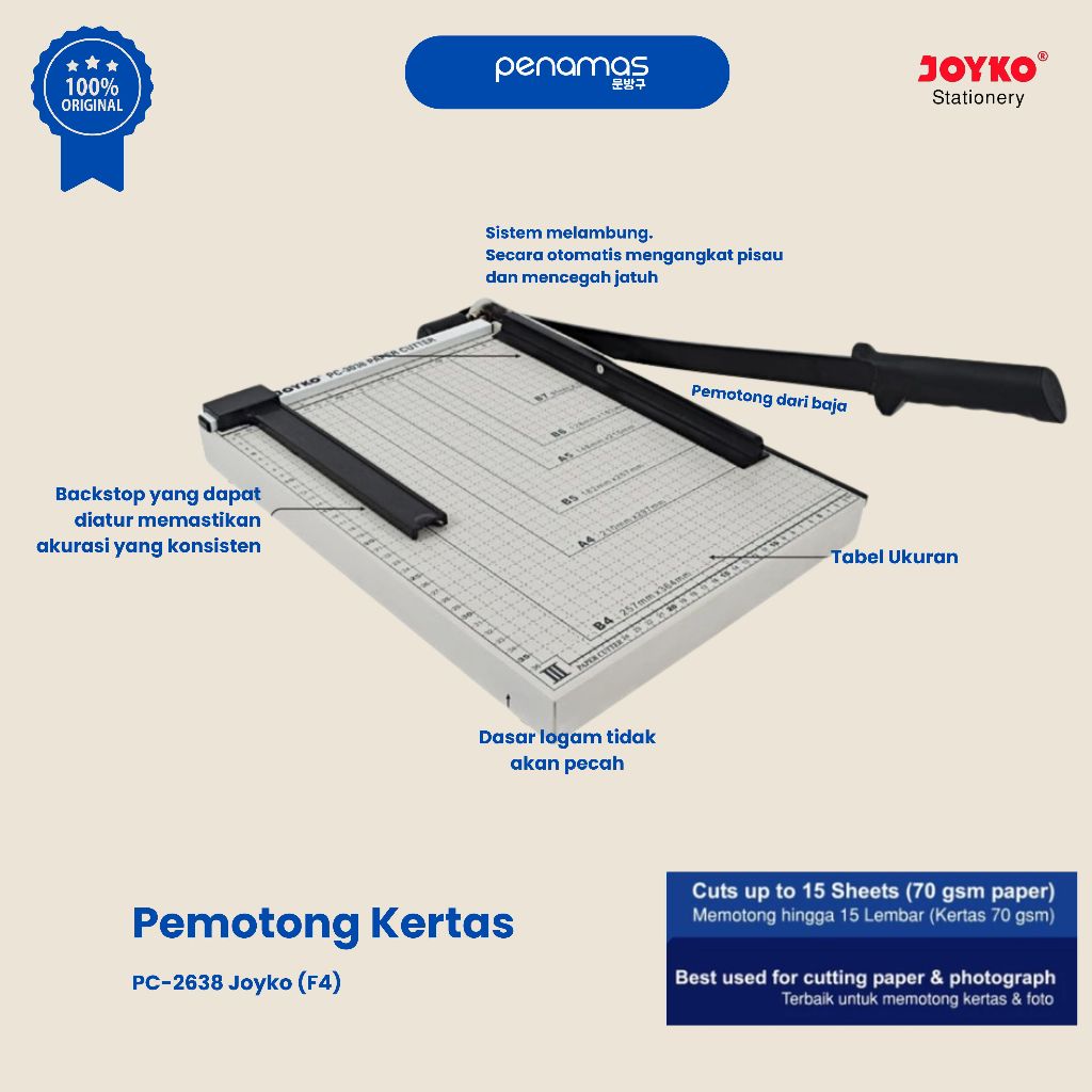 

PEMOTONG KERTAS JOYKO PC-2638 (F4) / PCS