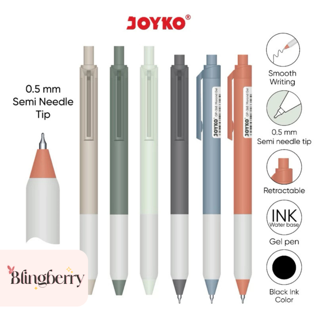 

[BISA ECER] Blingberry - (1 PAK) Gel Pen Pulpen Pena Joyko GP-368 Morand Gel MORANDI COLOR 0.5 mm