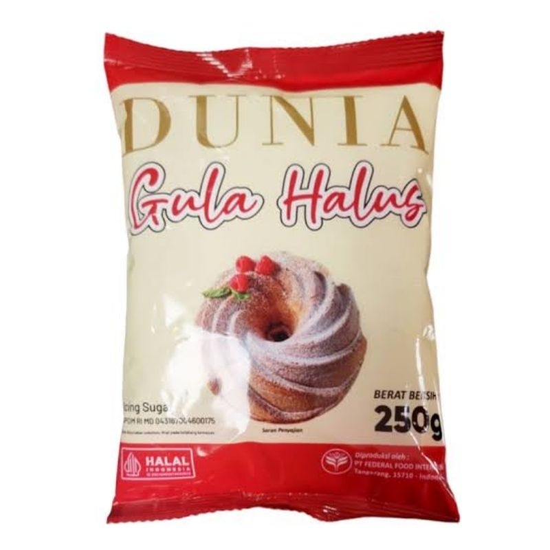 

gula halus/icing sugar dunia 250 gr