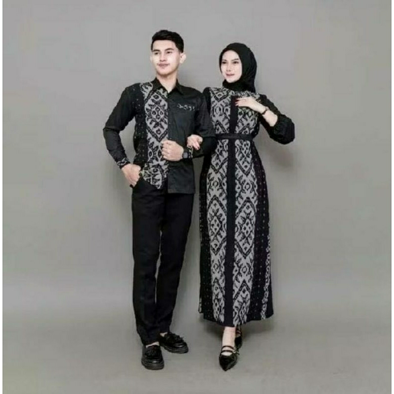 PROMO COUPLE KONDANGAN  BELVIA HITAM, COUPLE KELUARGA , baju couple tenun, GAMIS VIRAL, tenun jepara