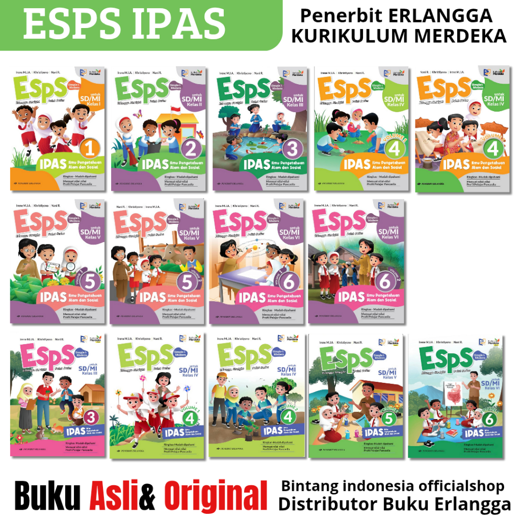Erlangga - Buku Pelajaran ESPS IPAS kelas 1,2,3,4,5, dan 6 SD/MI Kurikulum Merdeka