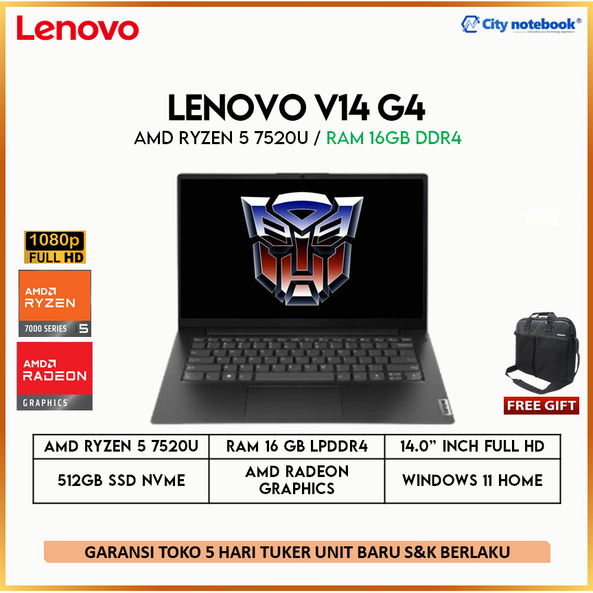 Laptop LENOVO V14 G4 RYZEN 5-7520U 16GB 512GB W11 14" FHD
