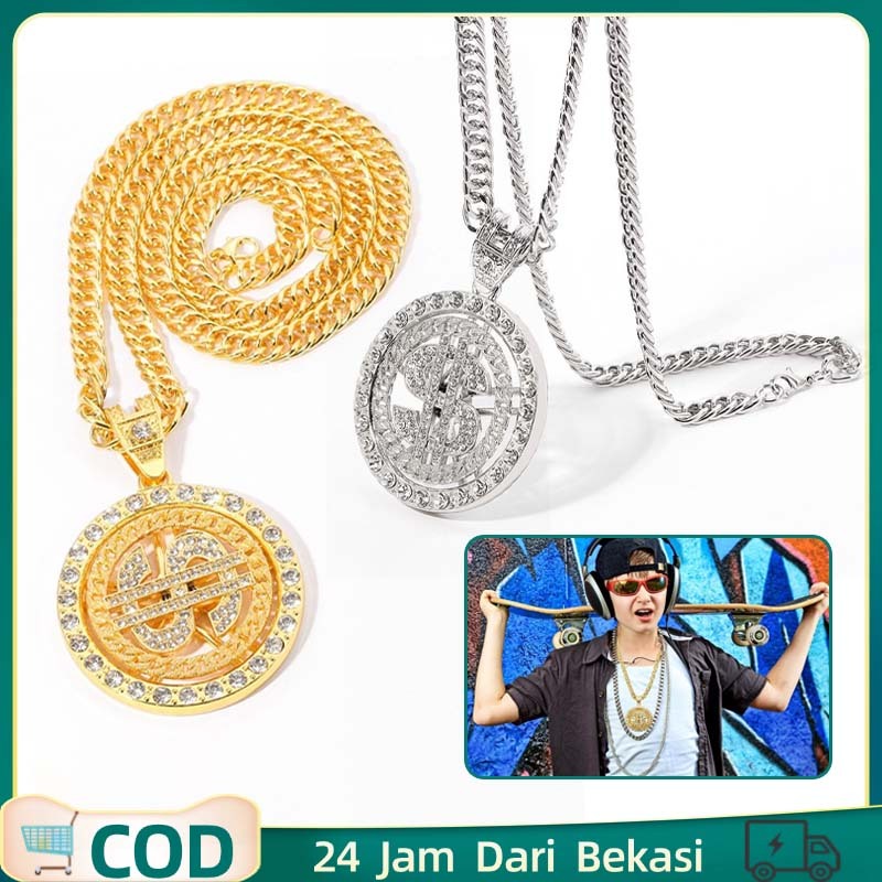 Kalung Dolar Emas Gantungan Kalung Dolar Kalung Hip Hop Pria Kalung Emas Dollar
