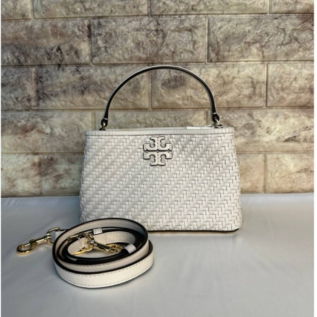 Tas Wanita TB Britten Woven Micro Satchel New Ivory