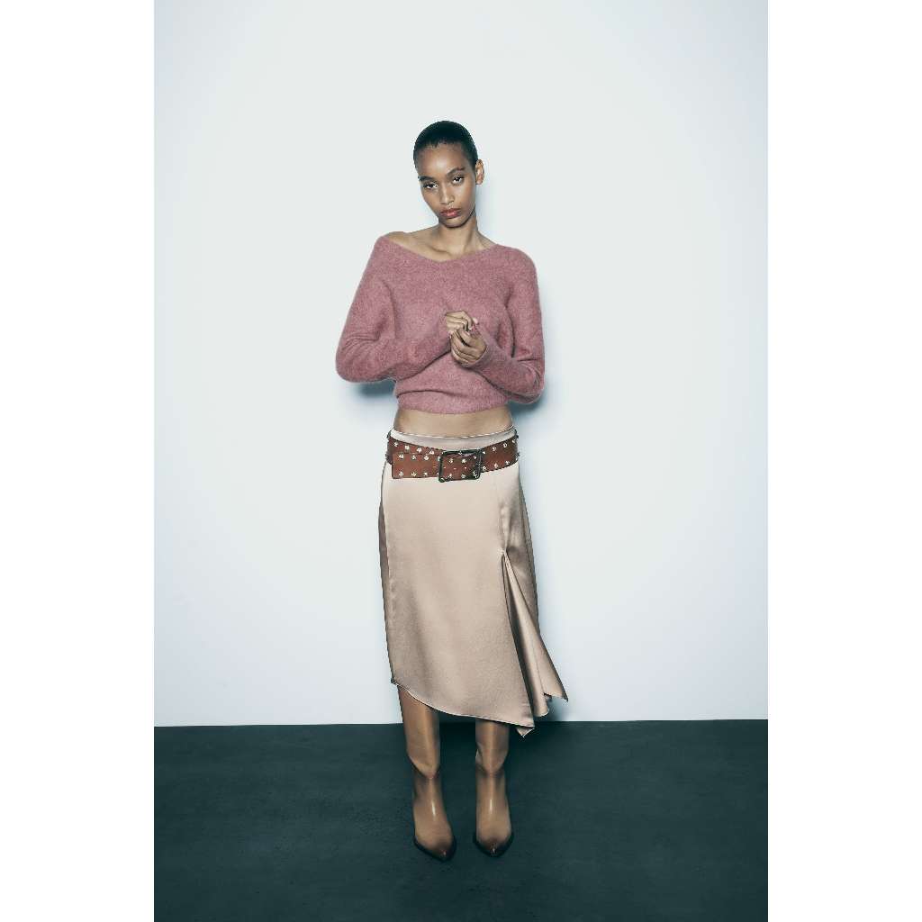ZARA A-LINE SILHOUETTE SATIN EFFECT SKIRT