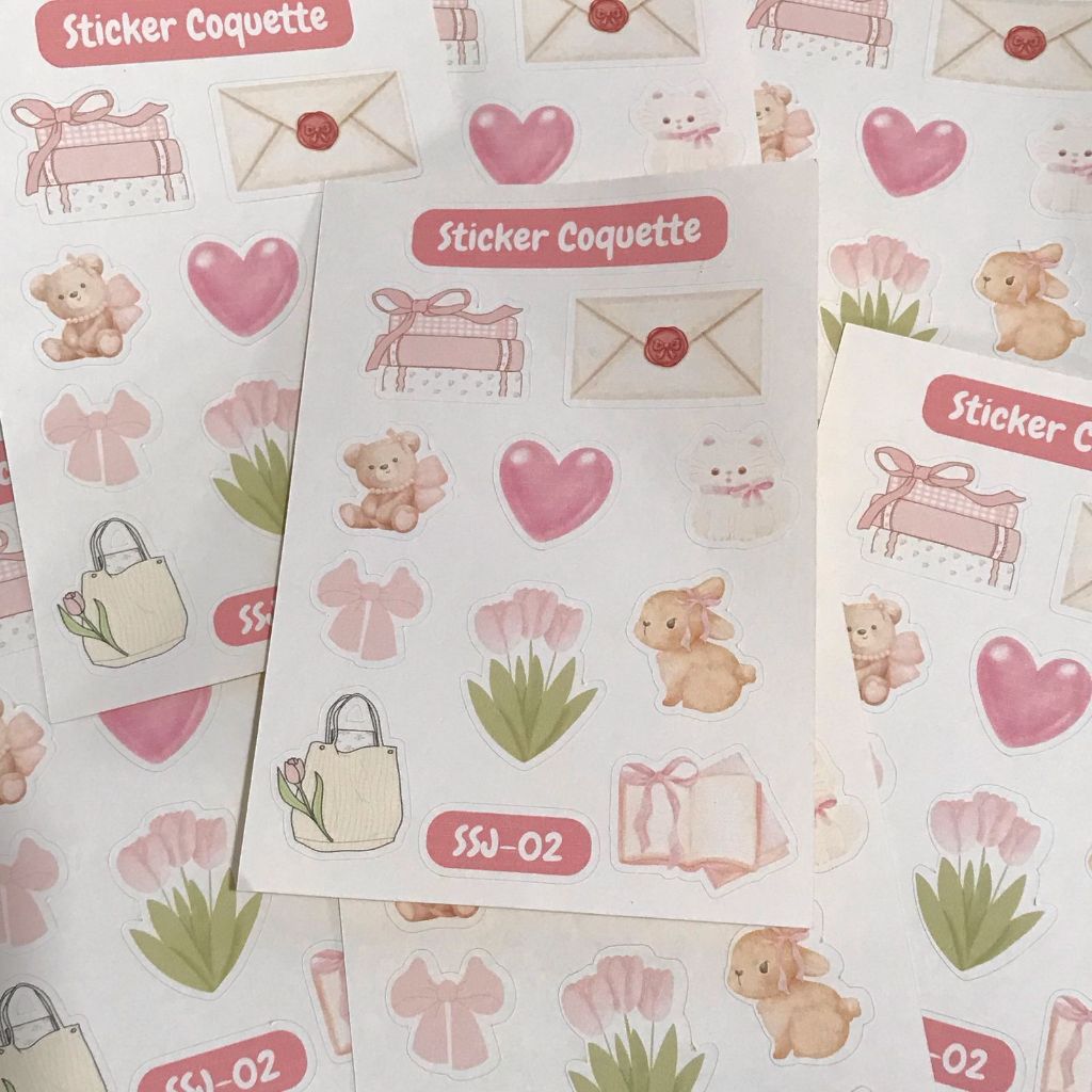 

[paww craft] sticker journal coquette kiss cut pink stiker jurnal hiasan scrapbook deco lucu sudah cutting aesthetic