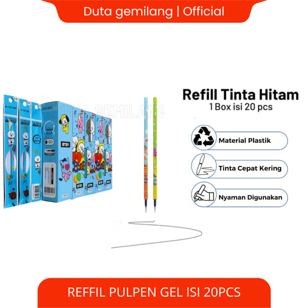 

[20 PCS] ISI Pulpen Gel / Refill Pulpen Gel / Isi Ulang Pen GPR / Refil Tinta Pulpen Gen Karakter / Cod / Duta Gemilang