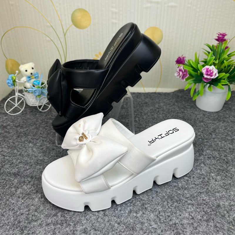 SOFIYA ORI 8097 4 SANDAL WANITA IMPORT / SANDAL WEDGES TINGGI 5CM / WEDGES SLOP/ SANDAL UPSEN PITA