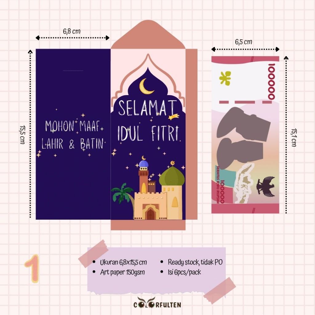 

AMPLOP LEBARAN/AMPLOP THR LEBARAN/AMPLOP ANGPAO IDUL FITRI/AMPLOP ANGPAO 6,8 x 15,5 CM