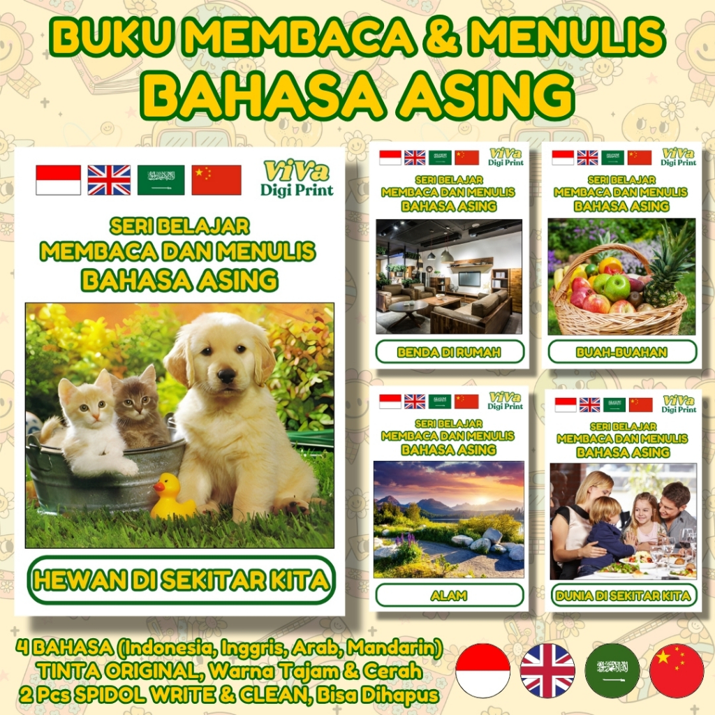 Buku Membaca Dan Menulis Bahasa Asing Indonesia Inggris Arab Mandarin Bisa Dihapus Untuk Paud TK SD