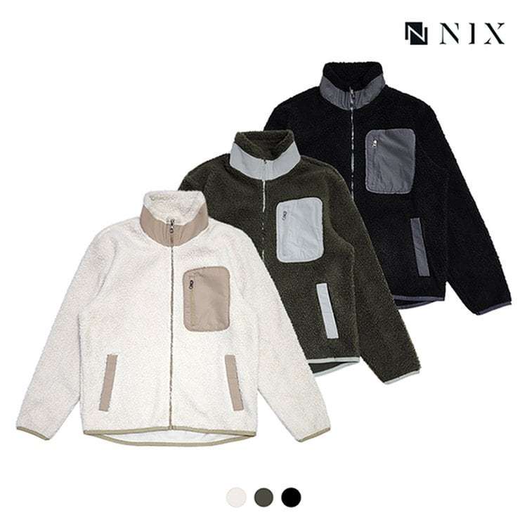 Jacket NIX Unisex Boa Bonding Semi Overfit High Neck Zip-up Jaket