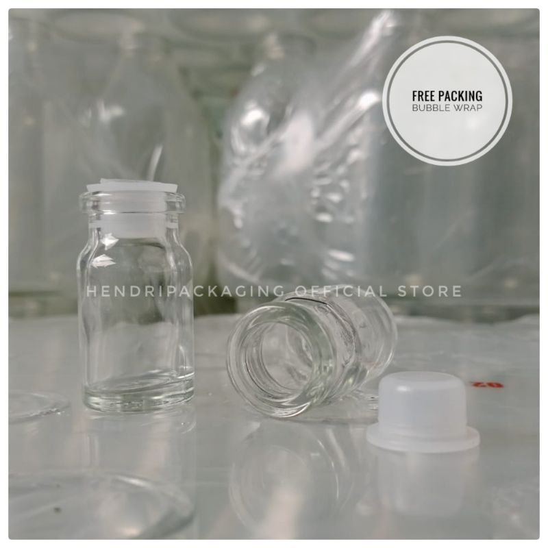 Botol Kaca Vial 5ml Tutup Sumbat Plastik - Botol Kaca Tebal