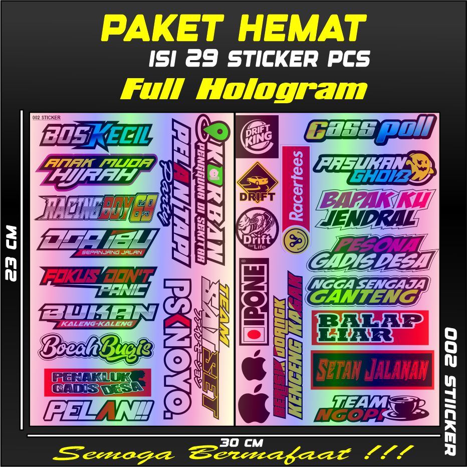 002 Sticker setiker stiker striping sponsor racing balap Kata-kata gokil Set Pack herex Terbaru Vira