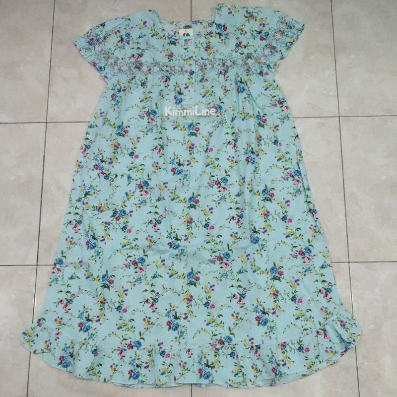 Terusan Baju Tidur Merlin Bahan Katun Daster Smoke 7 Motif Corak Bunga Mawar Flower Roses