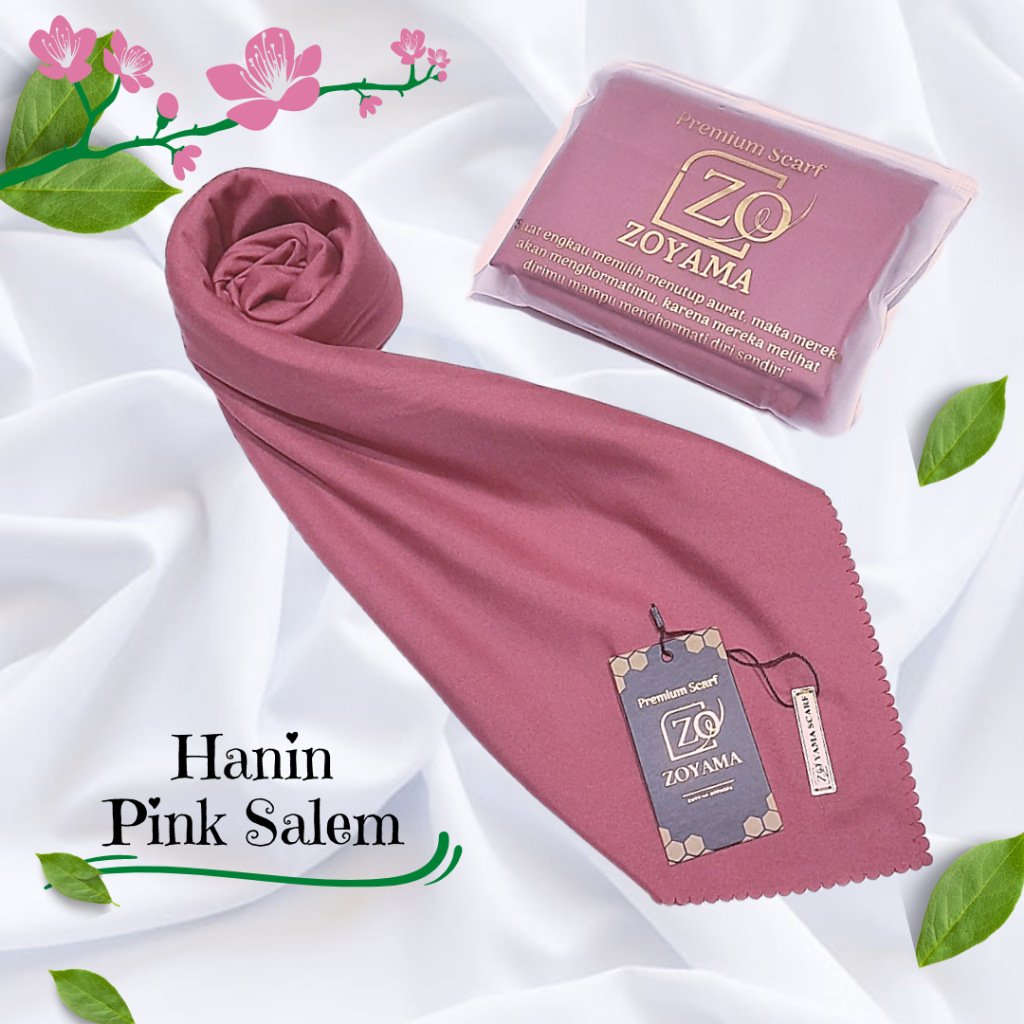 ZOYAMA Hanin - Premium Scarf - Kerudung Voal Syari Pink Salem - Hijab segi empat Syari