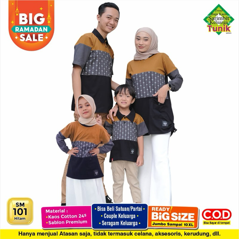 ShafaMarwa Kaos Sarimbit Keluarga Baju Couple Atasan Tunik Family Set Muslim Ayah Ibu dan Anak Cowok