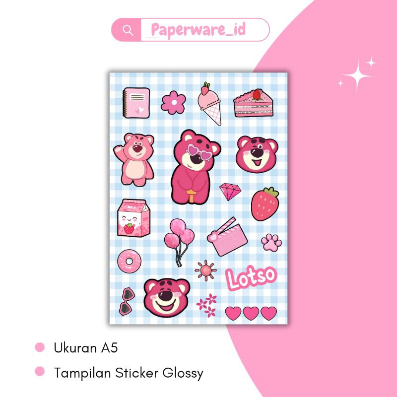 

sticker a5 tema lotso / stiker a5 tema lotso / stiker dekorasi karakter lucu