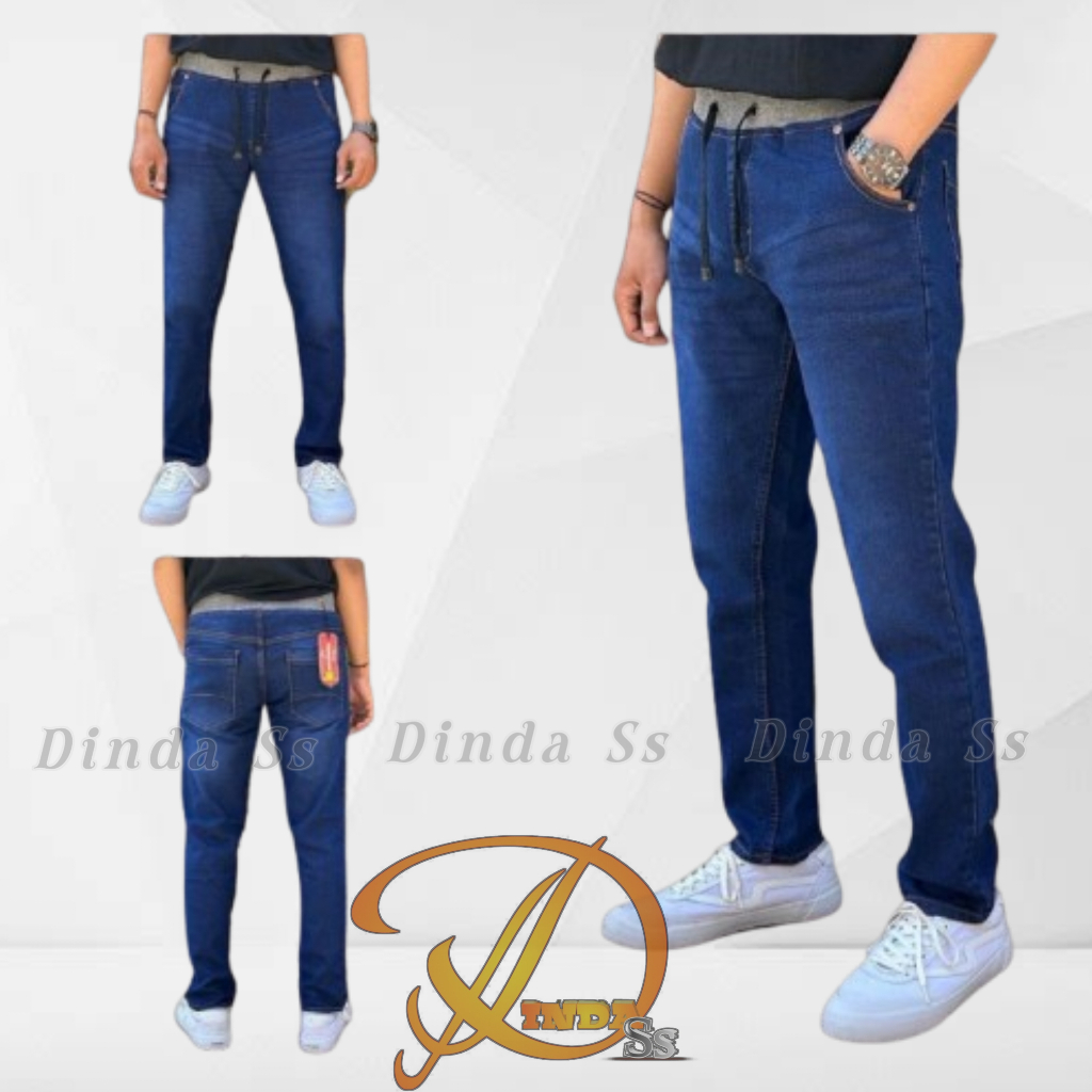 CELANA JEANS PRIA / CELANA JEANS PANJANG PRIA PINGGANG KARET