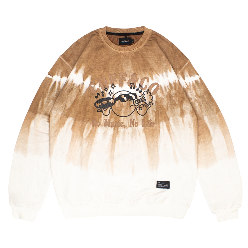 Cuffrise - Music Brown Sweater Crewneck Tie Dye | Sweater Crewneck Tie Dye Coklat Unisex Pria Dan Wa
