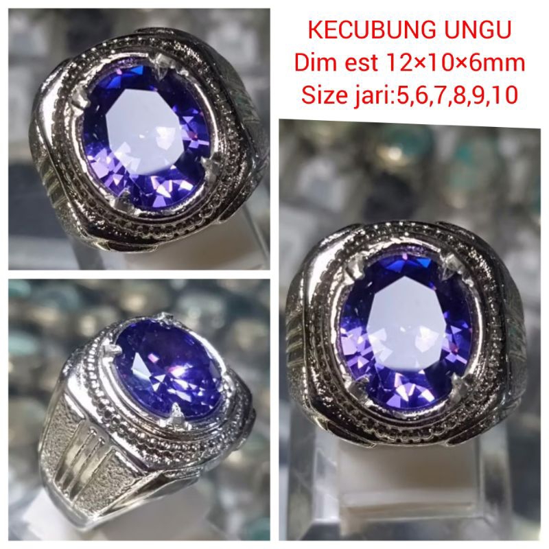 CINCIN BATU PERMATA KECUBUNG UNGU CUTTING CRYSTAL