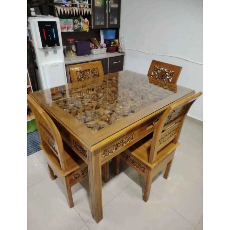 MEJA MAKAN KARTINI KAYU JATI TUA | SET MEJA MAKAN KARTINI UKIR MEJA MAKAN UKIR MEJA MAKAN MINIMALIS 