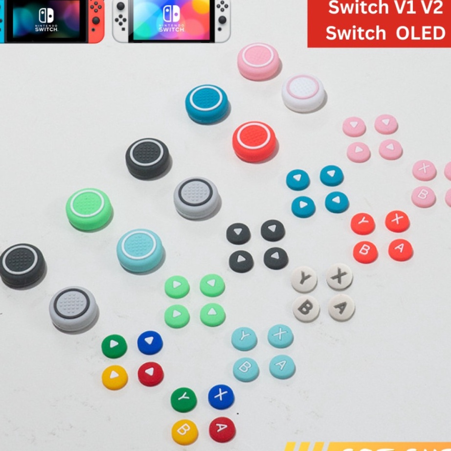 Flash Nintendo Switch V1 V2 OLED Joycon DPad ABXY Button Cover Thumb Grip